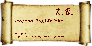 Krajcsa Boglárka névjegykártya
